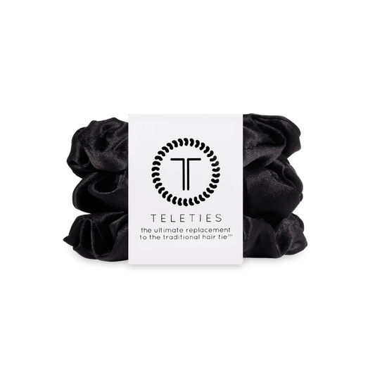 Jet Black Large Silk Scrunchies
