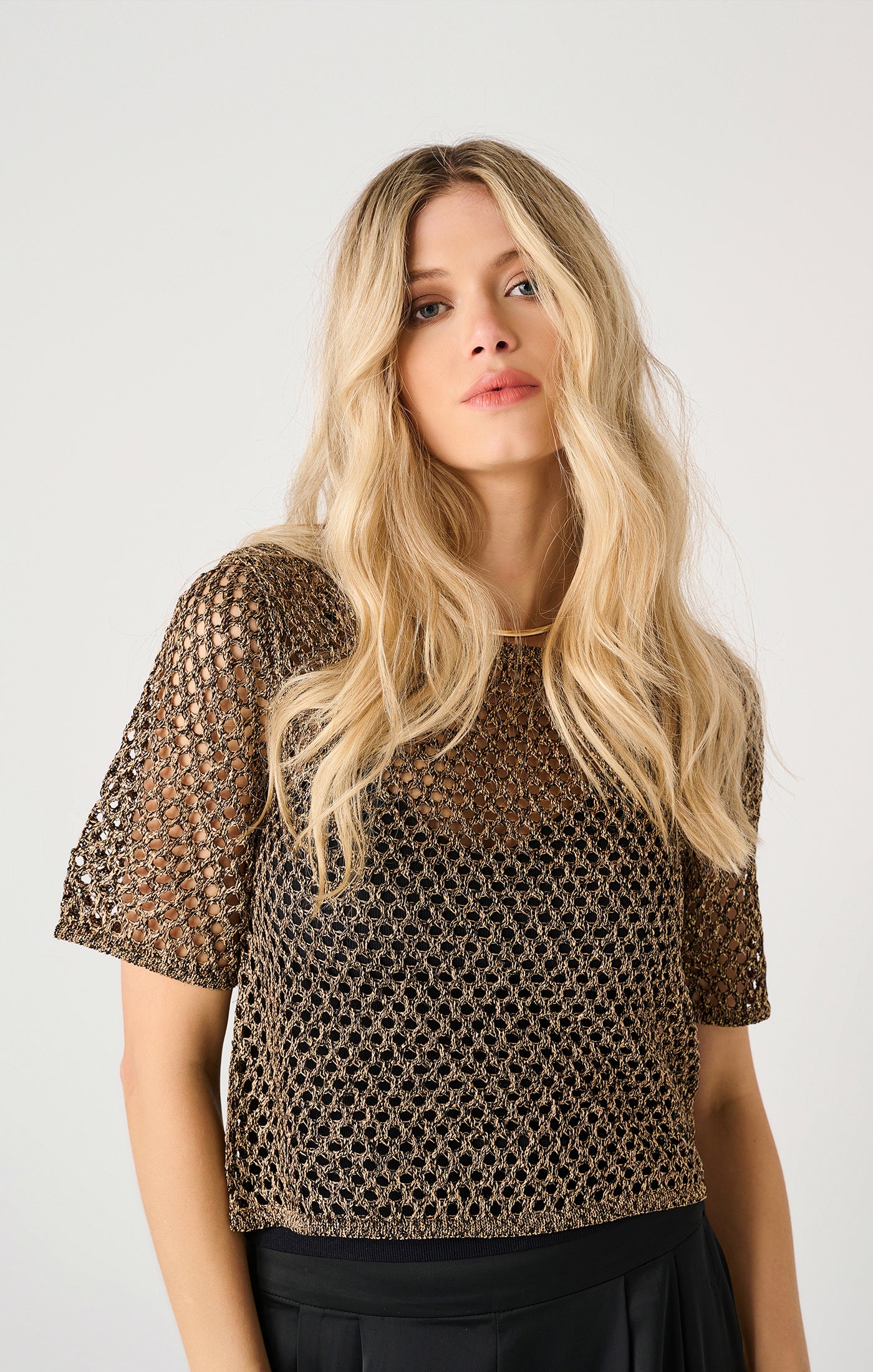 Open Stitch Sweater Top - Bronze