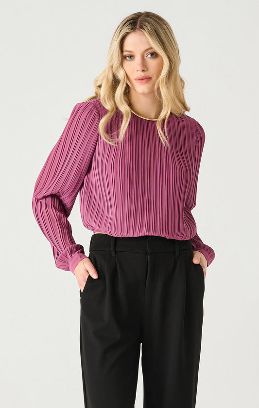 LS Pleated Blouse - Light Plum