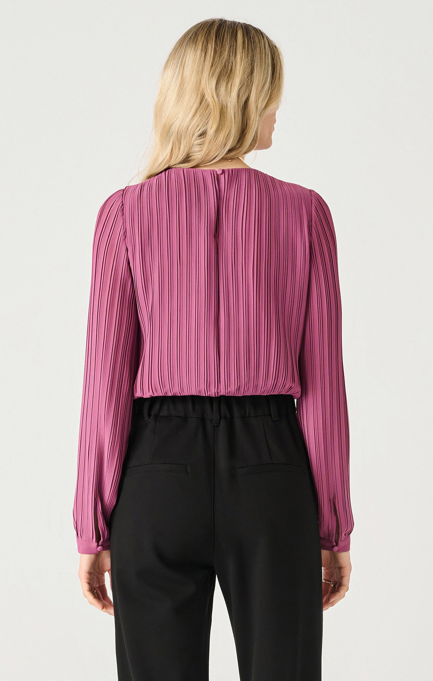 LS Pleated Blouse - Light Plum