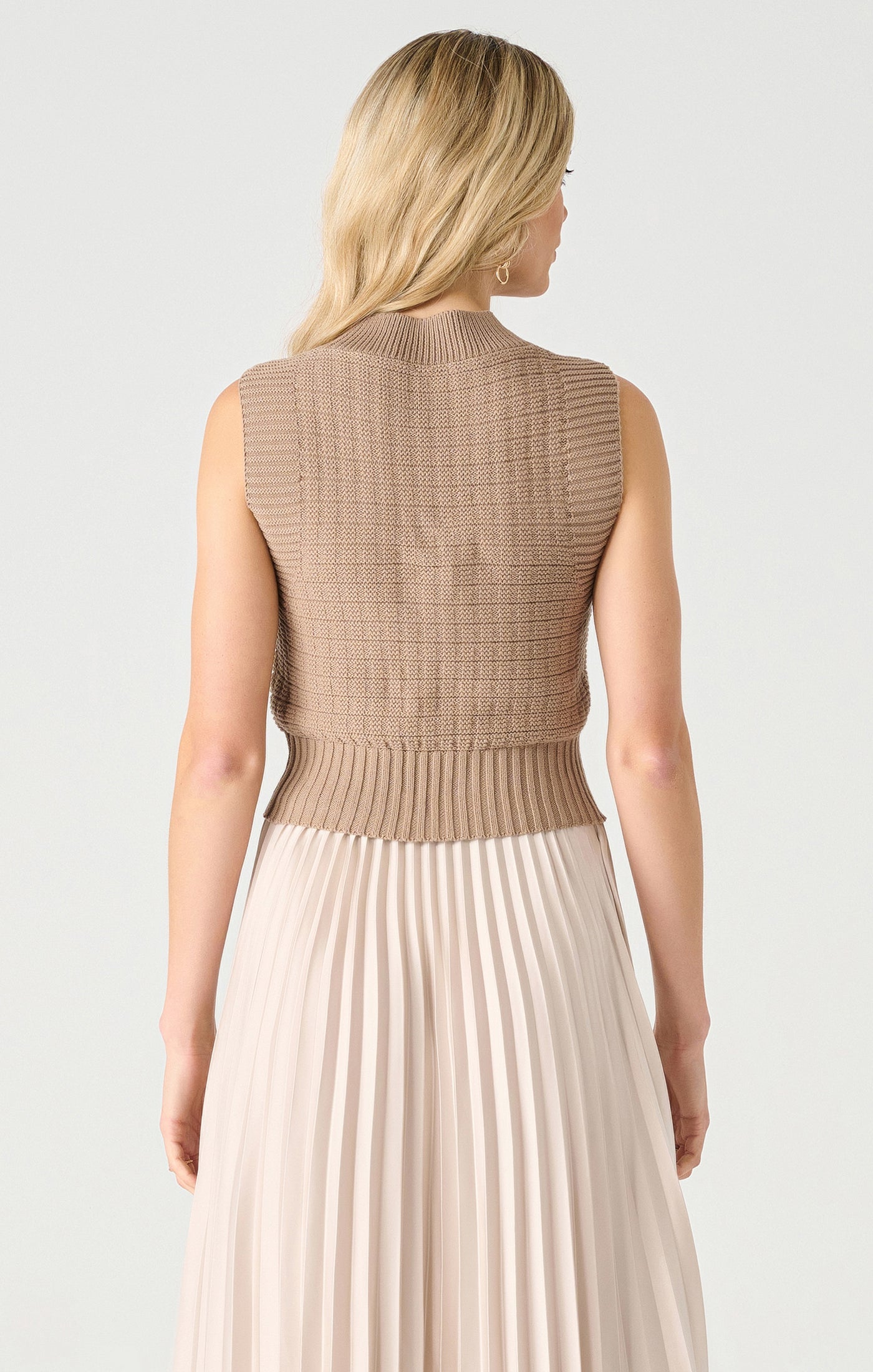 Textured Knit Sweater Tank - Mink Brown