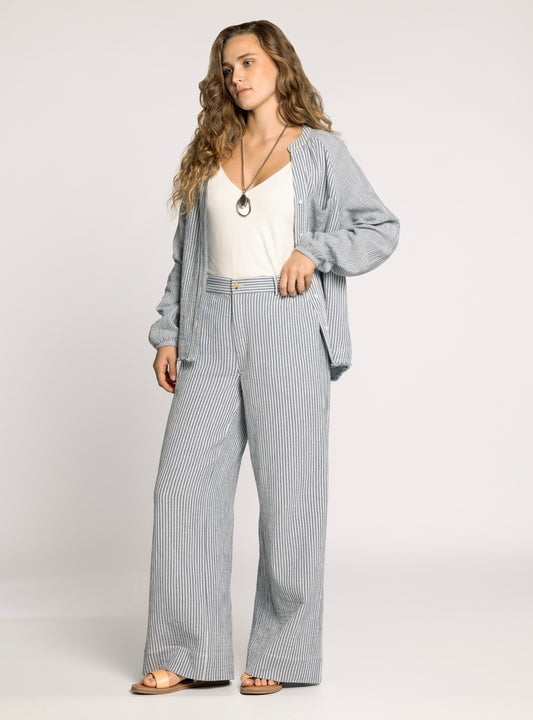 Maia Ivory Blue Stripe Pant