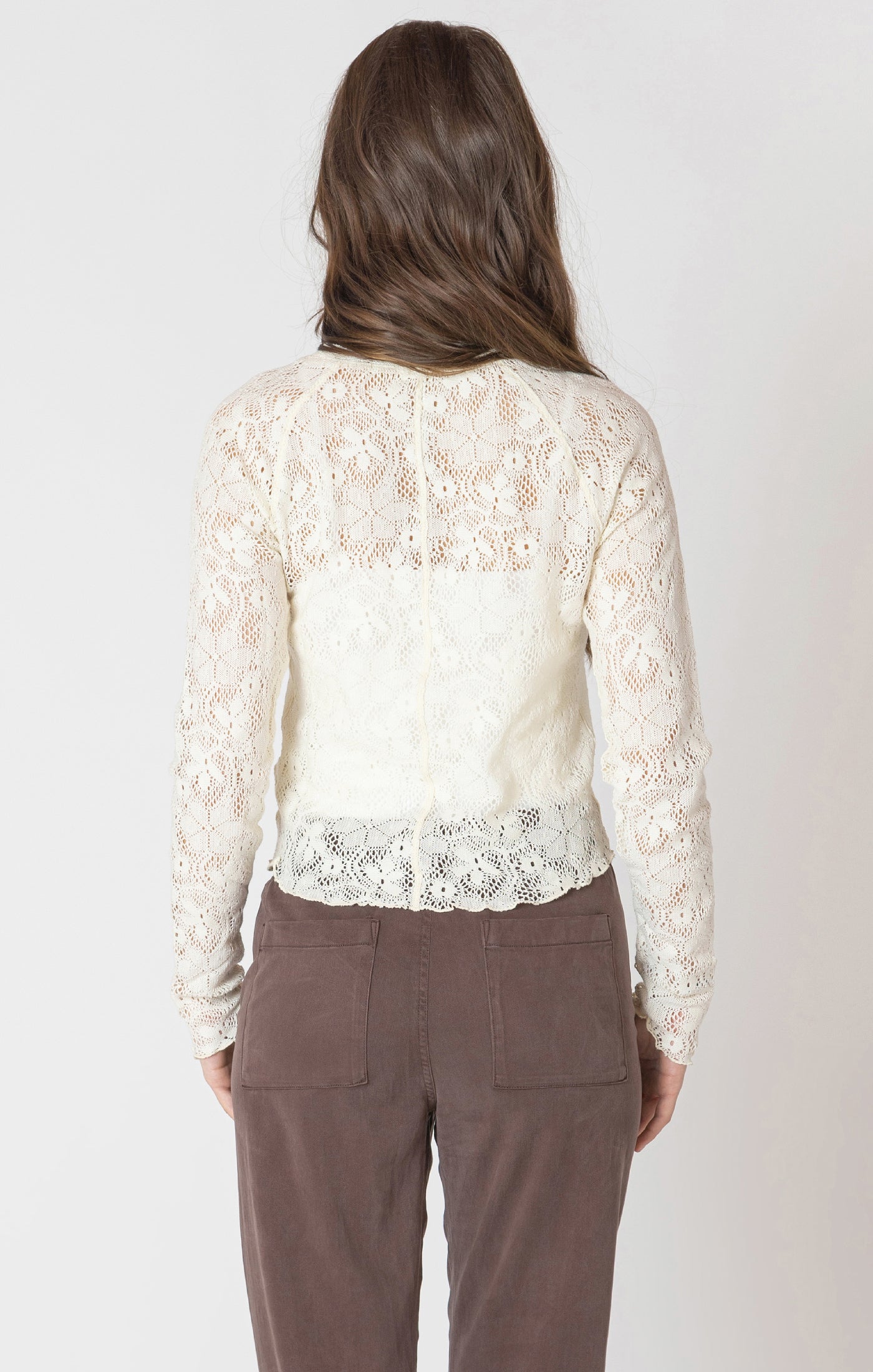 Exposed Seam Ivory Lace Top