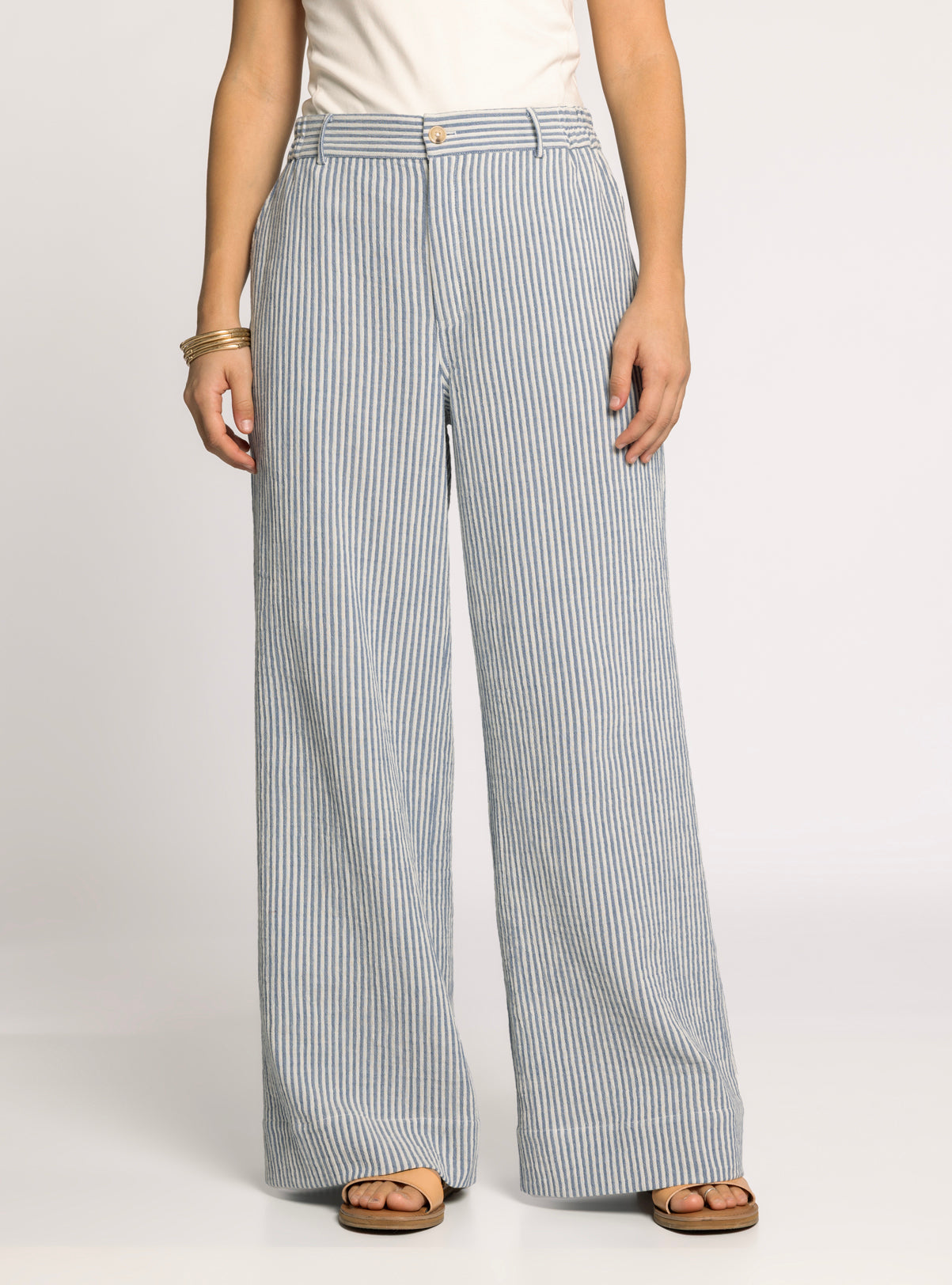 Maia Ivory Blue Stripe Pant